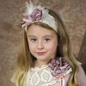 Frilly Frocks Haute Baby Annabelle Lace Purple Girls Headband NEW sz 4-7